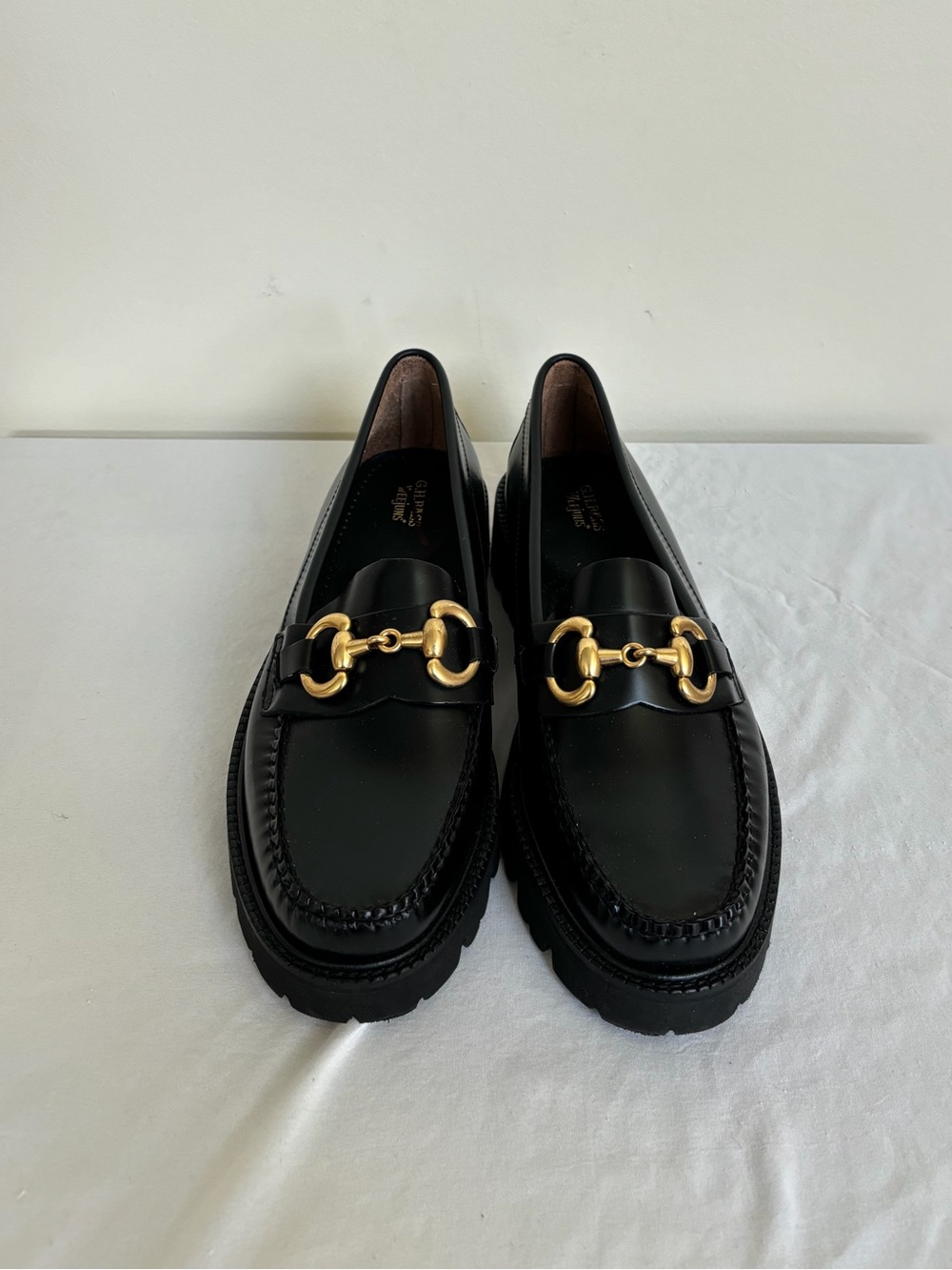 G.H.Bass Weejuns Lianna Super Bit Black Lug Sole Loafers Sz 10 Womens New